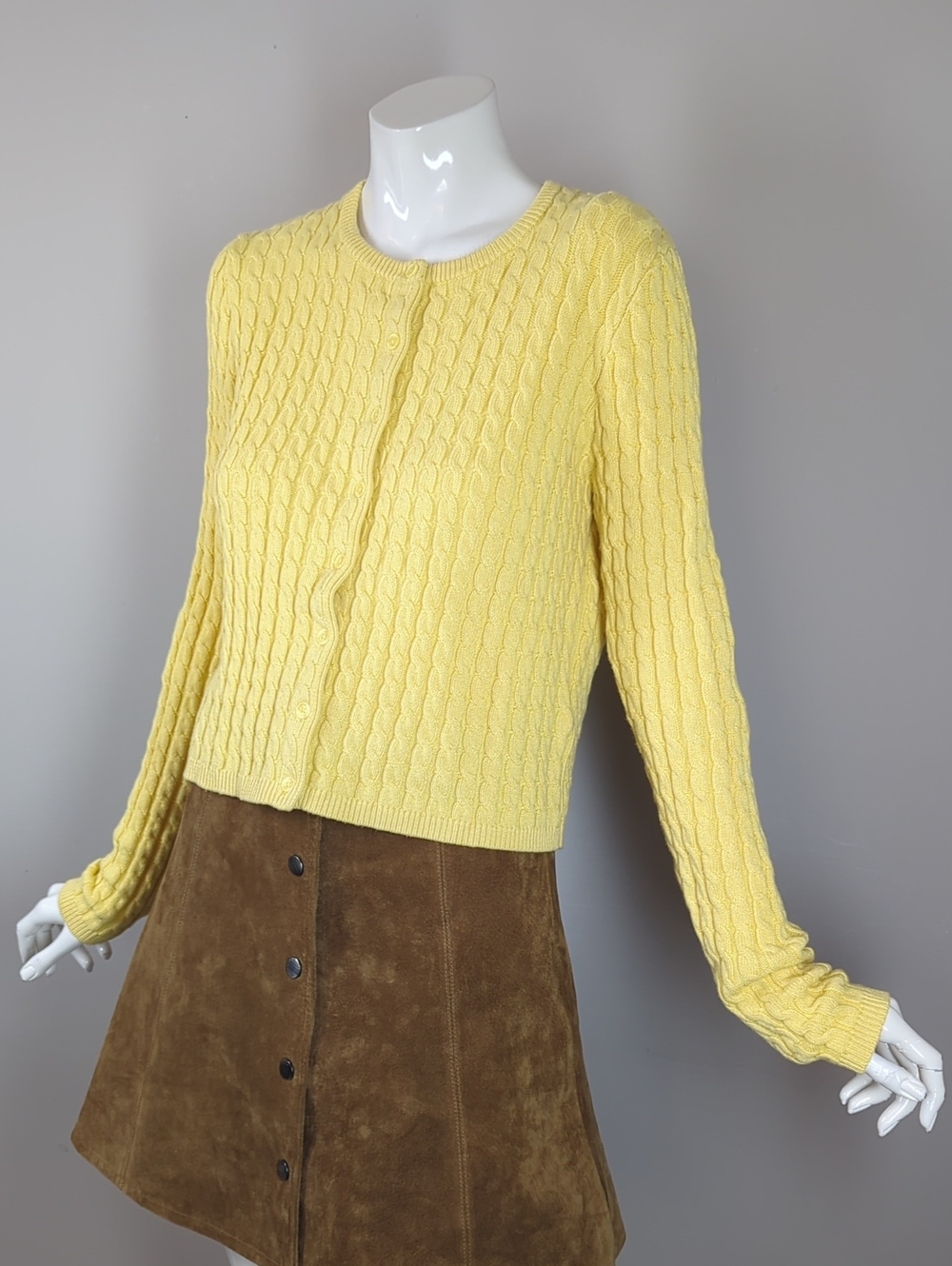 Twik Simons Pale Yellow Cable Knit Cardigan M